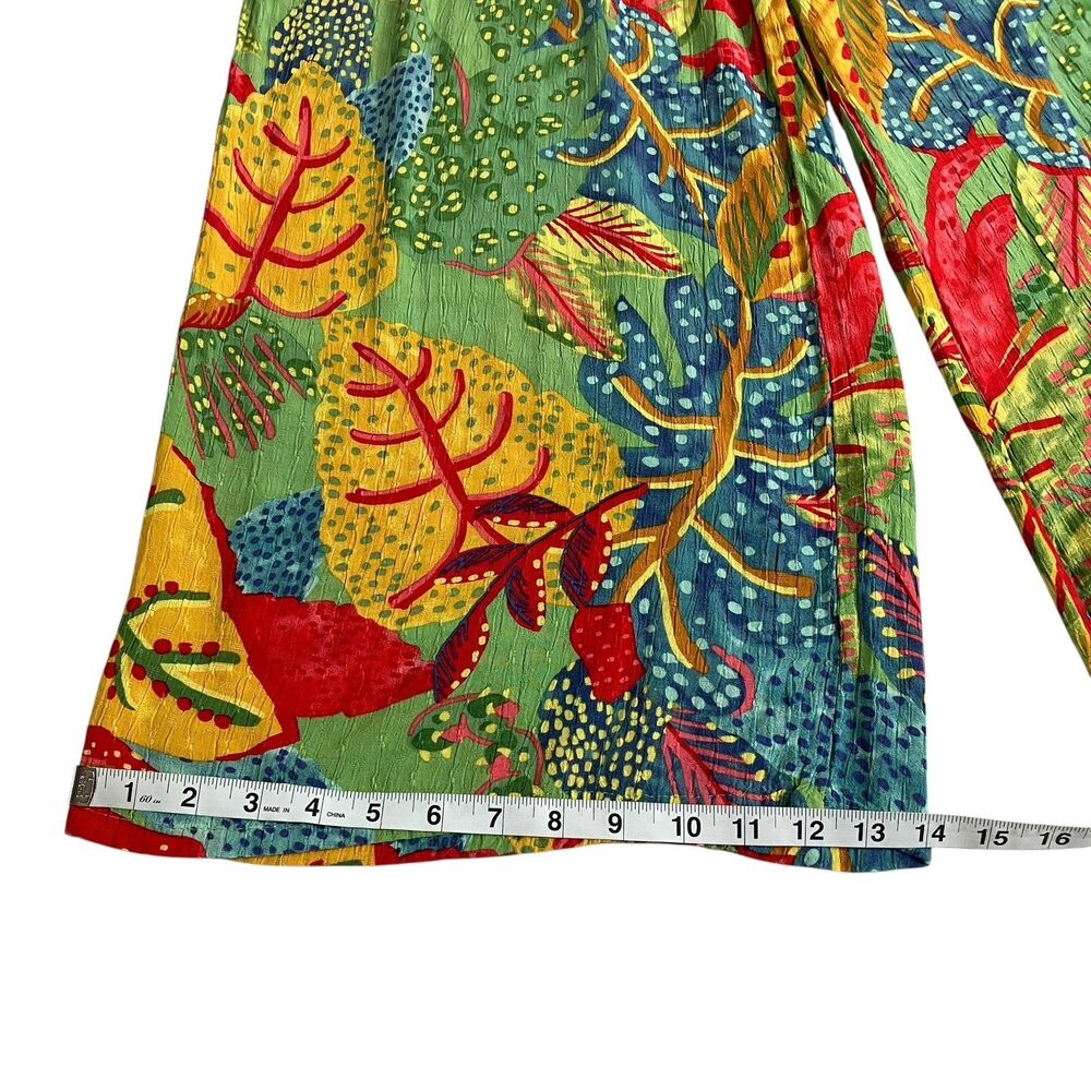 Christian Siriano Pants Womens XS Colorful Floral Wide Leg Crop Pull On Resort - Picture 12 of 16
